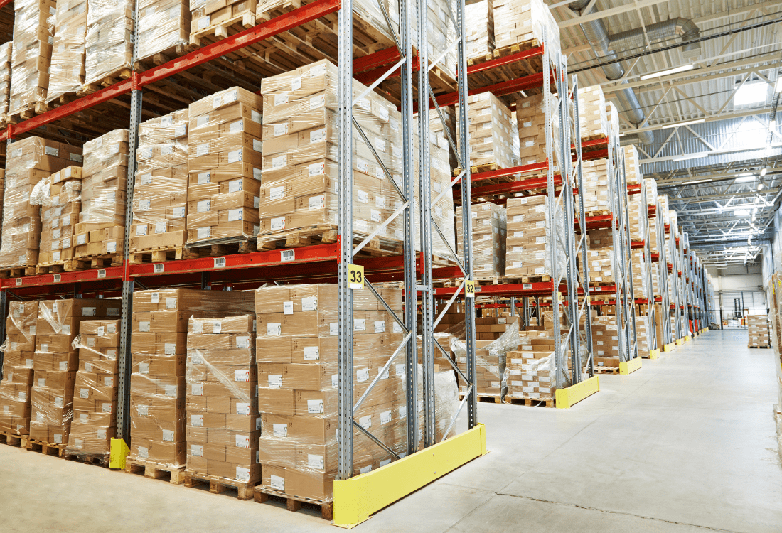 A warehouse where logistics have been properly optimised to ensure the business can handle a recession.
